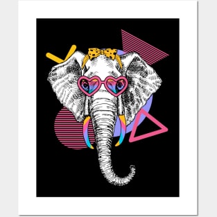 Disco Retro Elephant Looking Cool With Glasses Posters and Art